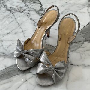 Kate Spade Metallic Silver Heels with Bow